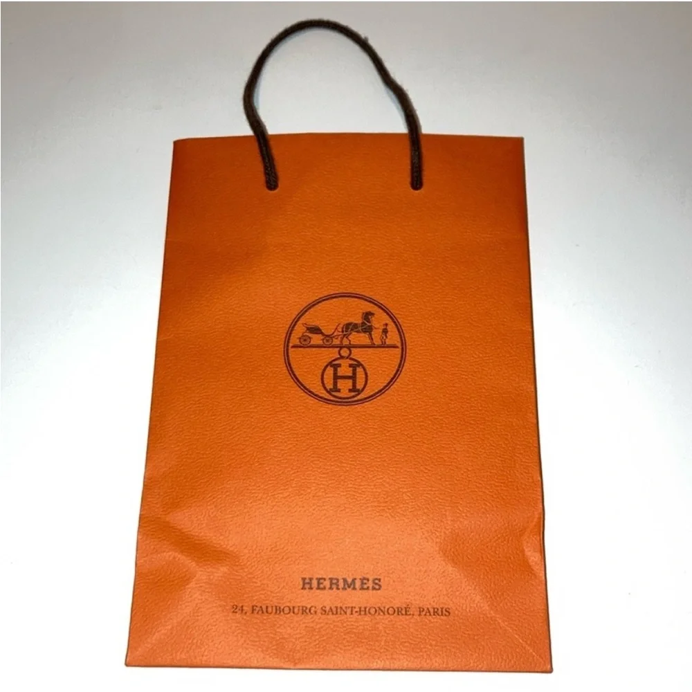 Hermes Small Shopping  Gift Bag Authentic Orange and brown luxury euc